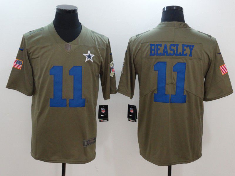 Men Dallas Cowboys 11 Beasley Blue Nike Olive Salute To Service Limited NFL Jersey